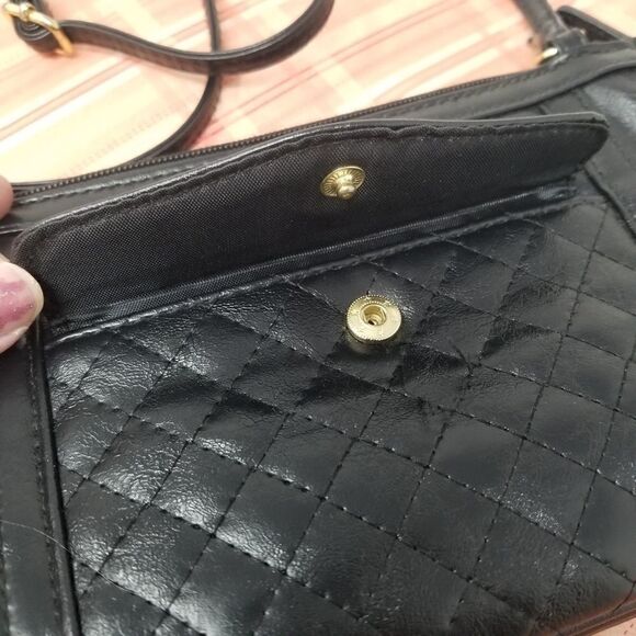 Black Faux Leather Crossbody Bag - Picture 3 of 9